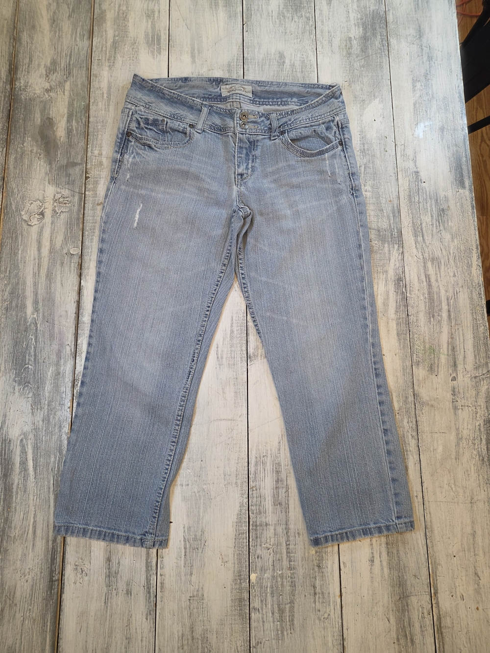Aeropostale Light Blue Cropped Straight-Leg Mid Rise Jeans sz 7/8
